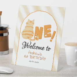 Cute Fat Orange Cat 1st Birthday Welcome Sockelschild