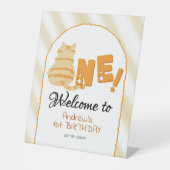 Cute Fat Orange Cat 1st Birthday Welcome Sockelschild (Vorderseite)