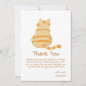 Cute Fat Orange Cat Baby Shower Dankeskarte (Vorderseite)