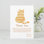 Cute Fat Orange Cat Baby Shower Dankeskarte (Stehend Vorderseite)