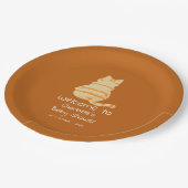 Cute Fat Orange Cat Baby Shower Pappteller (Schrägansicht)