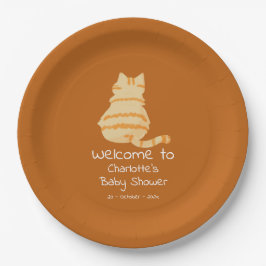 Cute Fat Orange Cat Baby Shower Pappteller