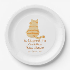 Cute Fat Orange Cat Baby Shower Pappteller