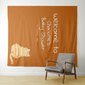 Cute Fat Orange Cat Baby Shower Photo Backdrop Wandteppich (Beispiel (Horizontal))
