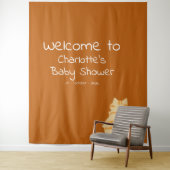 Cute Fat Orange Cat Baby Shower Photo Backdrop Wandteppich (Beispiel)