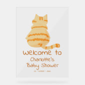 Cute Fat Orange Cat Baby Shower Welcome Acrylschild (Vorderseite)