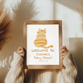 Cute Fat Orange Cat Baby Shower Welcome Sign Poster