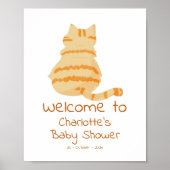 Cute Fat Orange Cat Baby Shower Welcome Sign Poster (Vorne)