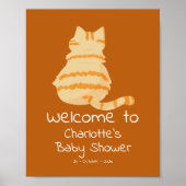 Cute Fat Orange Cat Baby Shower Welcome Sign Poster (Vorne)