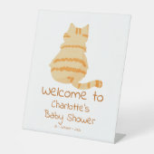 Cute Fat Orange Cat Baby Shower Welcome Sockelschild (Vorderseite)