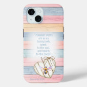 Cute Faux Pastel Wood Heart Bee Scripture Case-Mate iPhone Hülle (Rückseite)