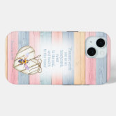 Cute Faux Pastel Wood Heart Bee Scripture Case-Mate iPhone Hülle (Rückseite (Horizontal))