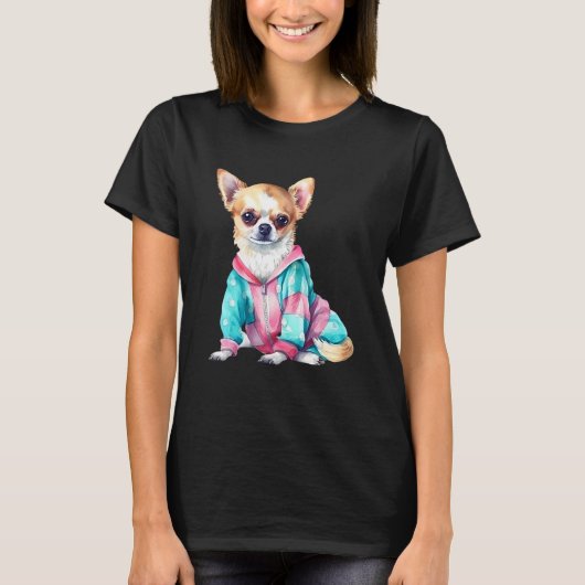 Cute Fawn Chihuahua Puppy Portrait 2 T-Shirt (Vorderseite)
