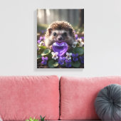 Cute February Hedgehog with Amethyst Heart Leinwanddruck (Insitu (Wohnzimmer))