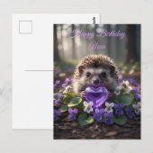 Cute February Hedgehog with Amethyst Heart Postkarte (Vorne/Hinten)