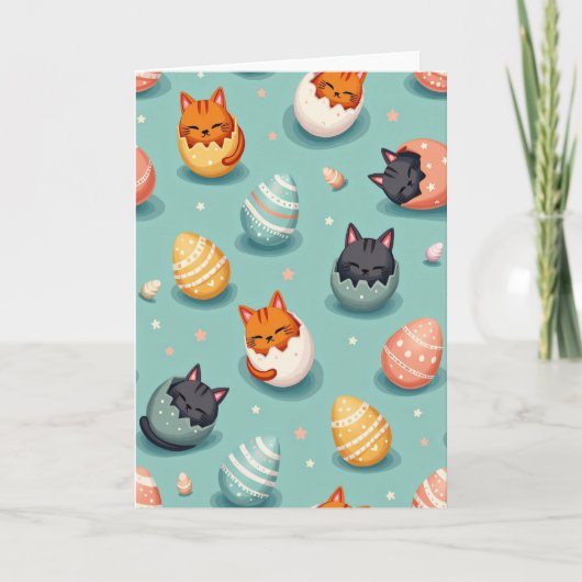 Cute Feline Hatching Pattern Card Karte (Vorderseite)