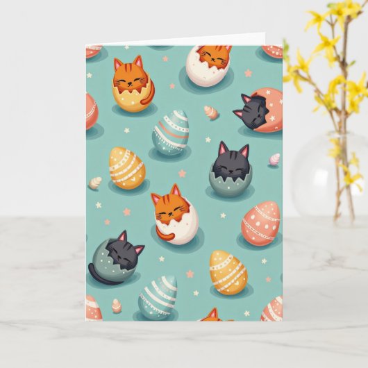 Cute Feline Hatching Pattern Card Karte (Gelbe Blume)