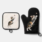 Cute Feline Kitchen Essentials Calico Cat Ofenhandschuh & Topflappen-Set (Vorderseite)