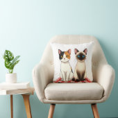 Cute Felines on Red Checkered Blanket Kissen (Stuhl )