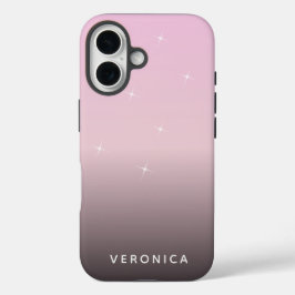 Cute Feminine Pink Black Ombre Personalized iPhone 16 Hülle