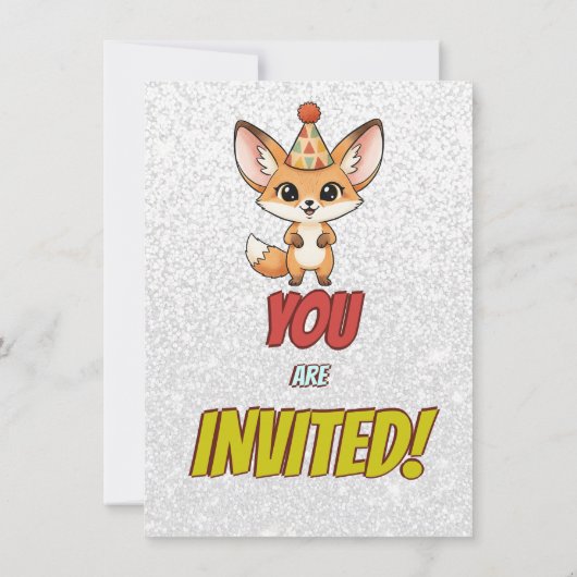 Cute Fennec Fox 4th Birthday Invite Einladung (Rückseite)