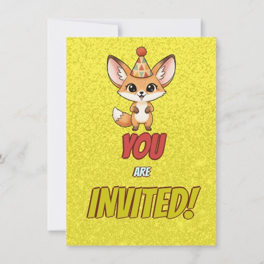 Cute Fennec Fox 4th Birthday Invite Einladung (Rückseite)