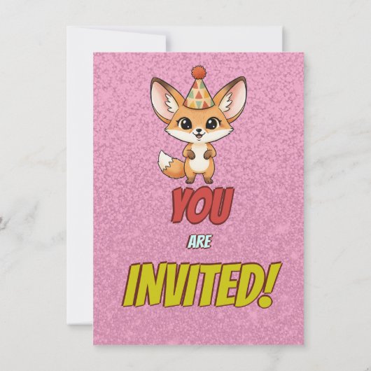 Cute Fennec Fox 4th Birthday Invite Einladung (Rückseite)