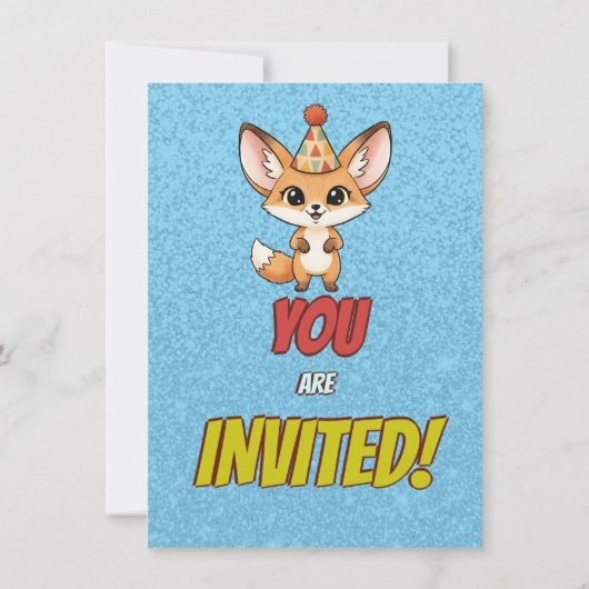 Cute Fennec Fox 4th Birthday Invite Einladung (Rückseite)