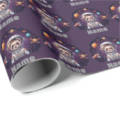 Cute Ferret Astronaut in Space  Geschenkpapier (Rolleneckpunkt)