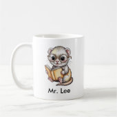 Cute Ferret Reading Book Custom Kaffeetasse (Links)