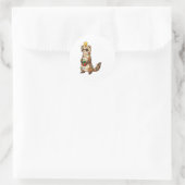 Cute Ferret Wrapped In Christmas Lights Holiday Xm Runder Aufkleber (Tasche)