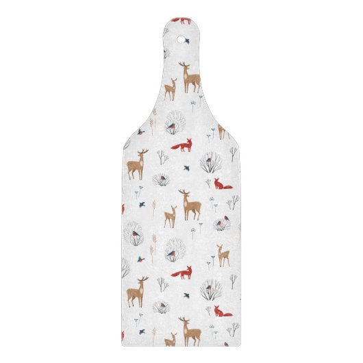 Cute Festive Animals Winter Christmas Pattern. Schneidebrett (Vorderseite)