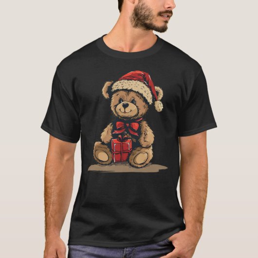 Cute Festive Bear for Teddy and Christmas Season T-Shirt (Vorderseite)