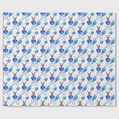 Cute Festive Blue Christmas Reindeer Geschenkpapier (Flach)