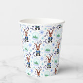 Cute Festive Blue Christmas Reindeer Pappbecher (Rückseite)