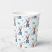 Cute Festive Blue Christmas Reindeer Pappbecher (Rechts)