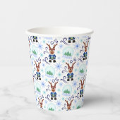 Cute Festive Blue Christmas Reindeer Pappbecher (Vorderseite)