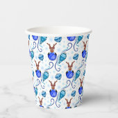 Cute Festive Blue Christmas Reindeer Pappbecher (Vorderseite)