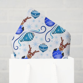 Cute Festive Blue Christmas Reindeer Seidenpapier