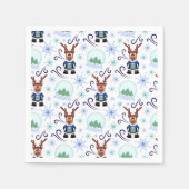 Cute Festive Blue Christmas Reindeer Serviette (Vorderseite)