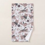 Cute Festive Cat Christmas Pattern Bathroom Badhandtuch Set (Handtuch)