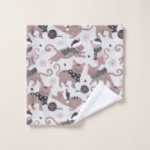 Cute Festive Cat Christmas Pattern Bathroom Badhandtuch Set (Waschlappen)