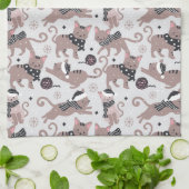 Cute Festive Cat Christmas Pattern Geschirrtuch (Gefaltet)