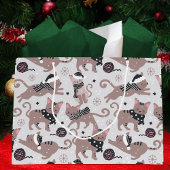 Cute Festive Cat Christmas Pattern Große Geschenktüte