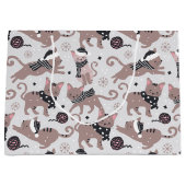 Cute Festive Cat Christmas Pattern Große Geschenktüte (Vorderseite)
