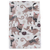 Cute Festive Cat Christmas Pattern Mittlere Geschenktüte (Vorderseite)