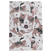 Cute Festive Cat Christmas Pattern Mittlere Geschenktüte (Rückseite)