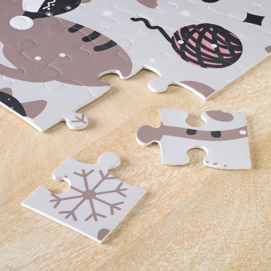 Cute Festive Cat Christmas Pattern Puzzle (Seite)