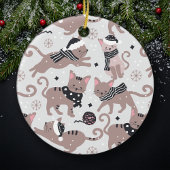 Cute Festive Cat Pattern Christmas Tree Keramik Ornament