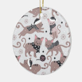 Cute Festive Cat Pattern Christmas Tree Keramik Ornament (Links)